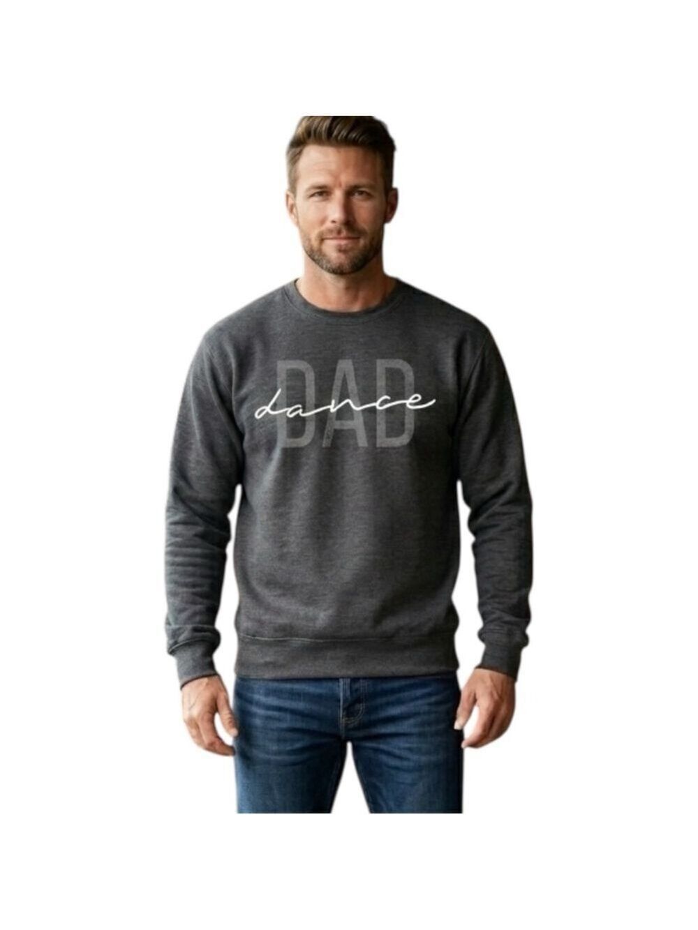 Port & Company Gray Dance Dad Graphic Crewneck Sweatshirt Medium